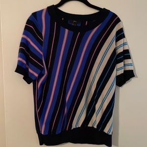 Eye catching! J Crew multi-color merino wool short-sleeve sweater